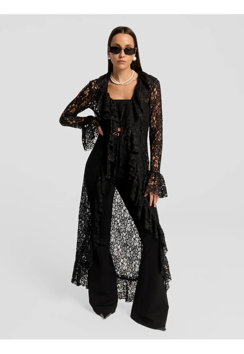Cardigan din dantela Leya, Negru