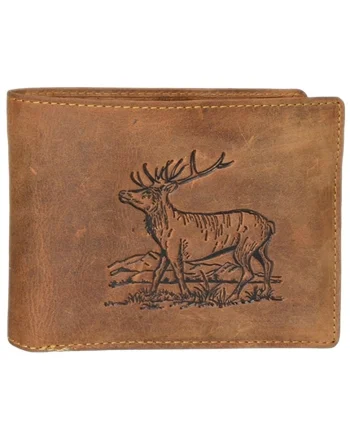 Portofel barbati piele naturala maro antichizat 12 x 10 cm, Vintage Hunting,  Maro antichizat