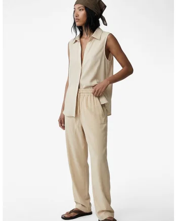 Pantaloni crop conici, Crem