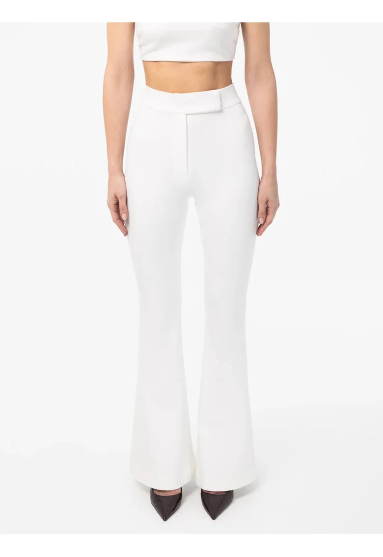 Pantaloni evazati slim fit Vanya, Alb