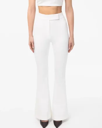 Pantaloni evazati slim fit Vanya, Alb