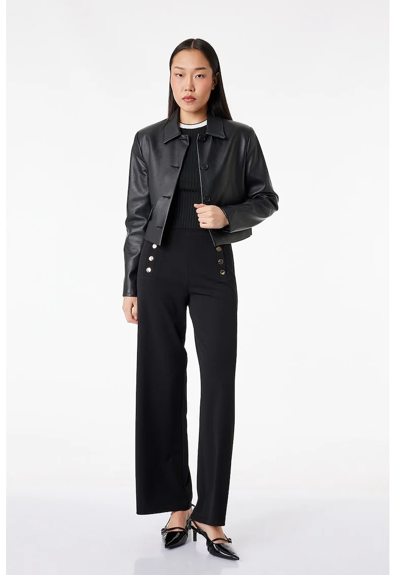 Pantaloni evazati cu talie inalta, Negru