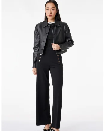 Pantaloni evazati cu talie inalta, Negru