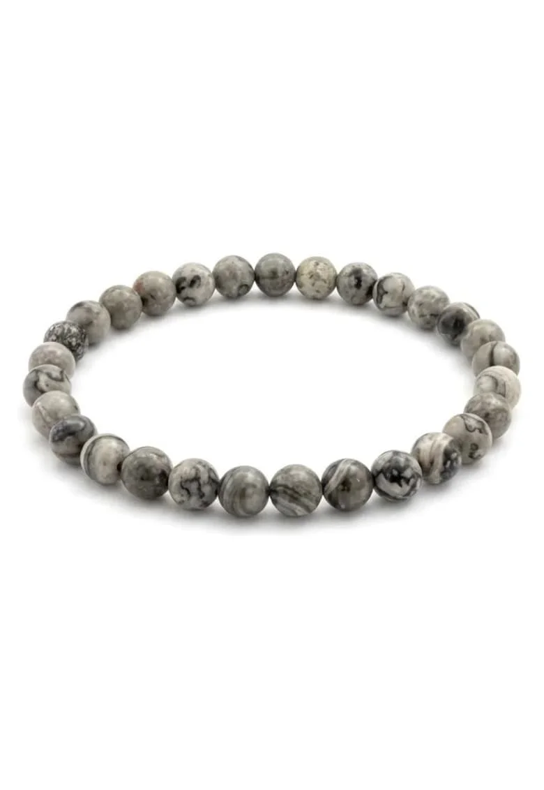 Bratara cu Pietre Semipretioase Naturale Jasp Picasso de 6mm, elastica, unisex