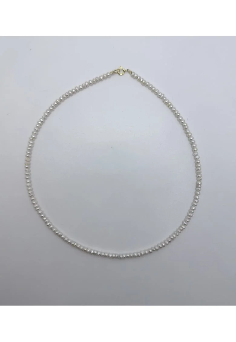 Colier handmade, realizat din perle de cultura, accesorii de inchidere argint placat cu aur