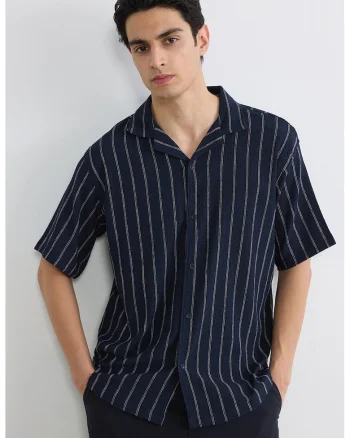 Camasa regular fit cu dungi, Alb/Albastru ultramarin