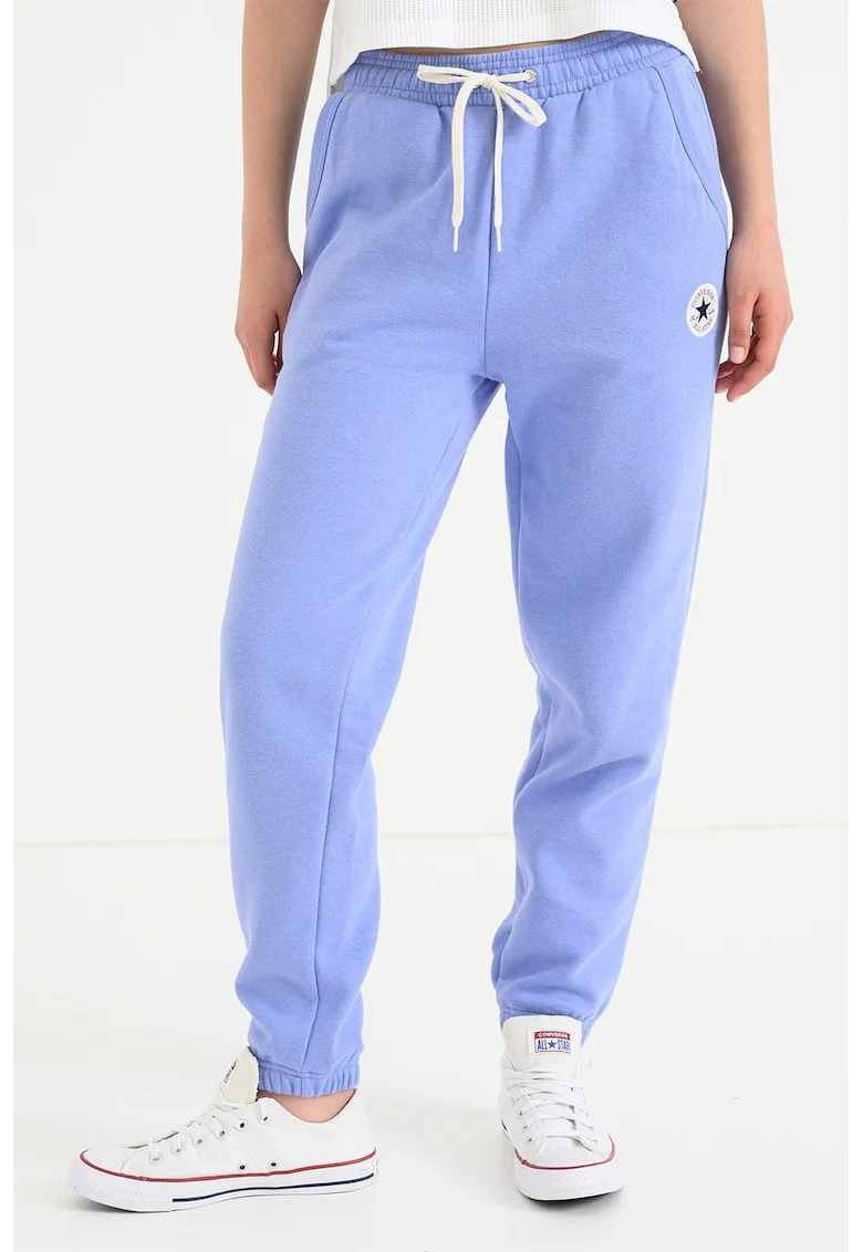 Pantaloni de trening din amestec de bumbac cu snururi, Lila