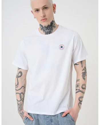 Tricou regular fit de bumbac cu logo discret, Alb optic/Bleumarin