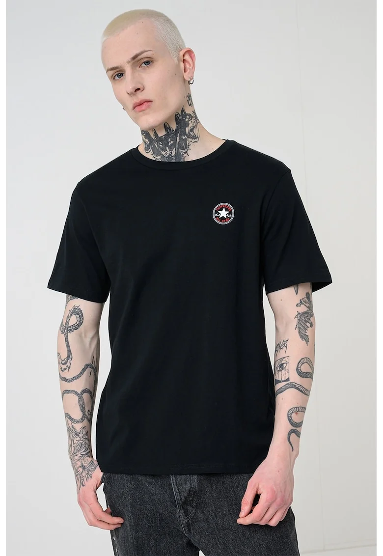 Tricou regular fit de bumbac cu logo discret, Rosu/Negru