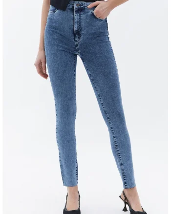 Blugi skinny cu talie inalta, Albastru deschis
