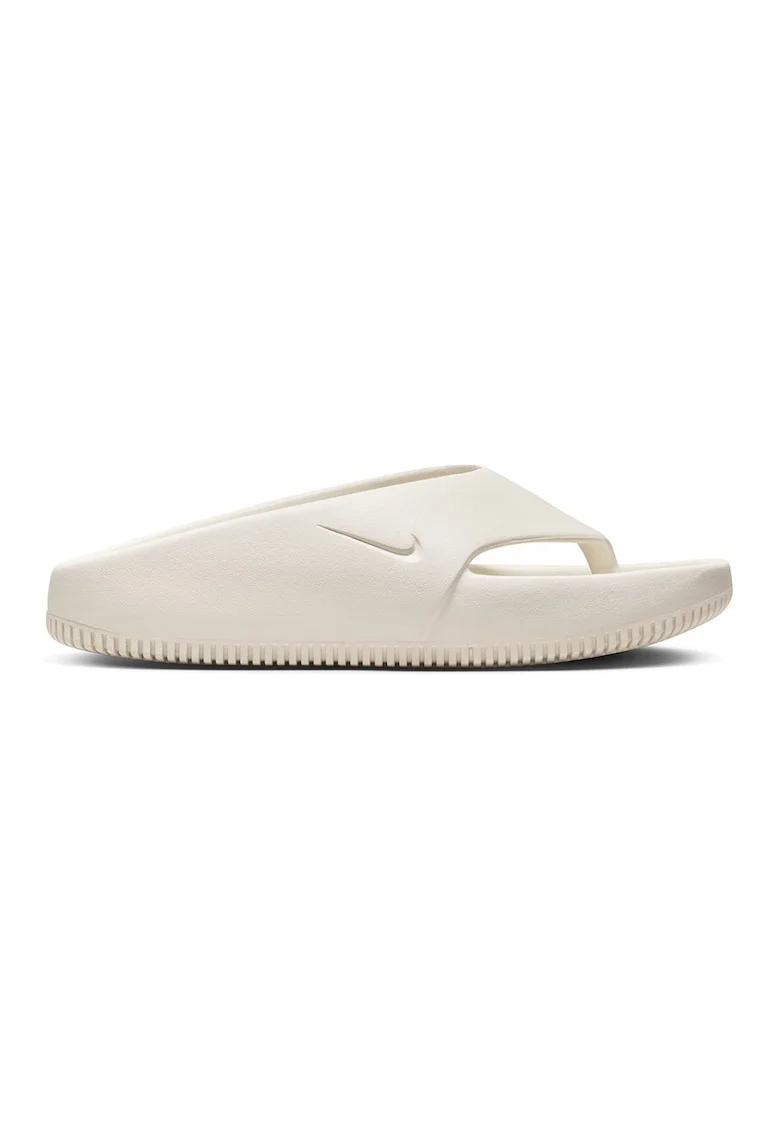 Papuci flip-flop cu detaliu logo Calm, Crem