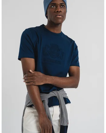 Tricou cu imprimeu logo, Bleumarin