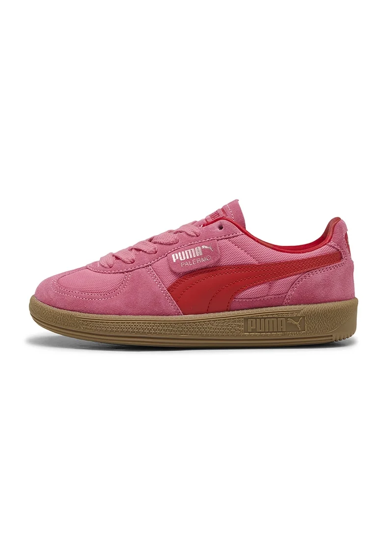 Pantofi sport din piele intoarsa cu logo Palermo, Roz aprins