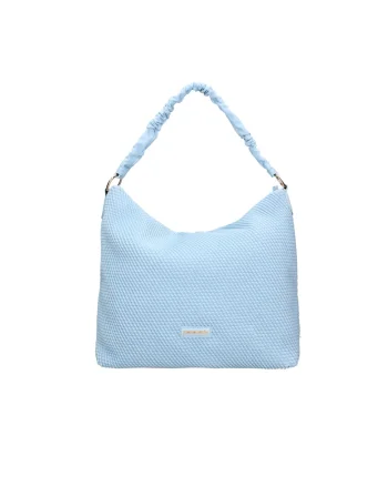 Geanta hobo texturata de piele ecologica, Albastru deschis