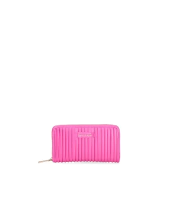 Portofel de piele ecologica cu fermoar, Fucsia