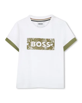Tricou din bumbac cu imprimeu logo, Alb