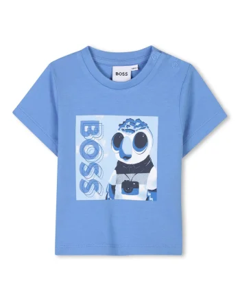 Tricou din bumbac cu imprimeu grafic, Albastru pastel