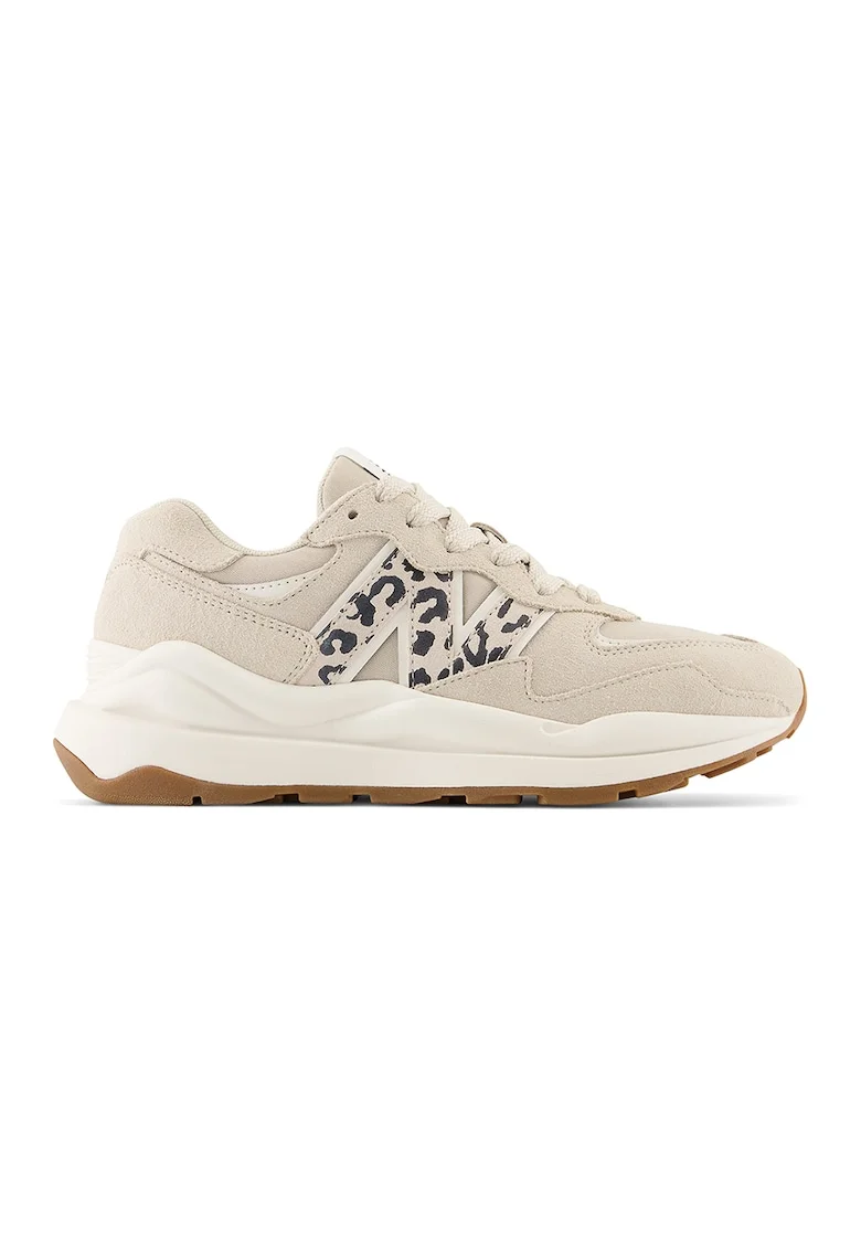 57/40 Pantofi sport de piele cu captuseala din material textil, Bej inchis/Gri inchis