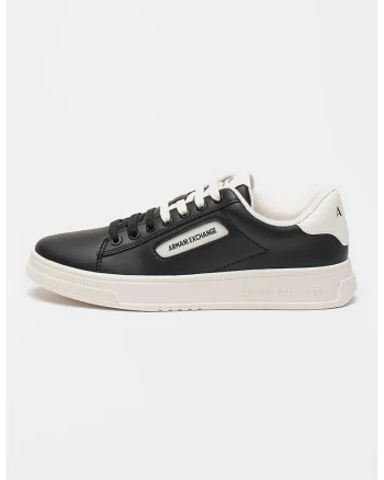 Pantofi sport low-cut de piele ecologica, Negru