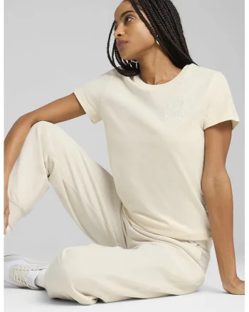 Tricou din bumbac cu broderie logo, Crem