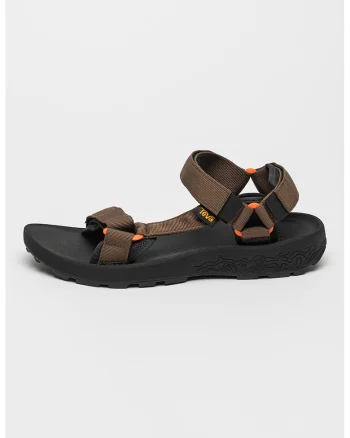Sandale textile cu velcro, Negru/Maro taupe/Portocaliu mandarina