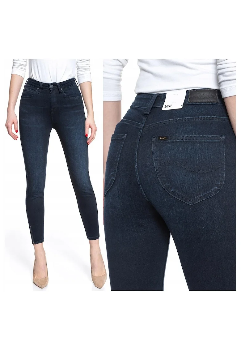 Blugi Dama,  Scarlett High Zip, W24-L31, 100% Bumbac, Fermoar, Lungi, 5 Buzunare, High-Quality, Albastru