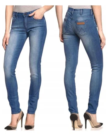 Blugi Dama,  Corynn, W25-L32, Bumbac, Fermoar, Lungi, Talie Medie, 5 Bunzuare, High-Quality, Albastru