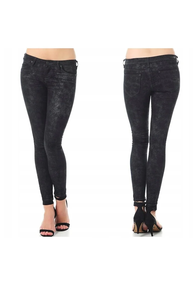 Blugi Dama,  Scarlett, W24-L31, Bumbac, Fermoar, Lungi, Talie Medie, 5 Bunzuare, High-Quality, Negru