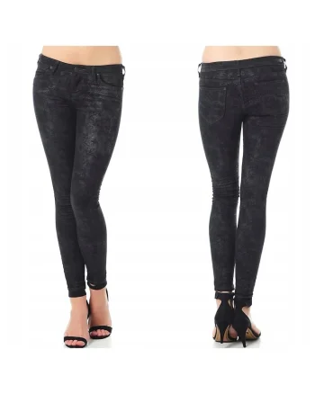 Blugi Dama,  Scarlett, W24-L31, Bumbac, Fermoar, Lungi, Talie Medie, 5 Bunzuare, High-Quality, Negru