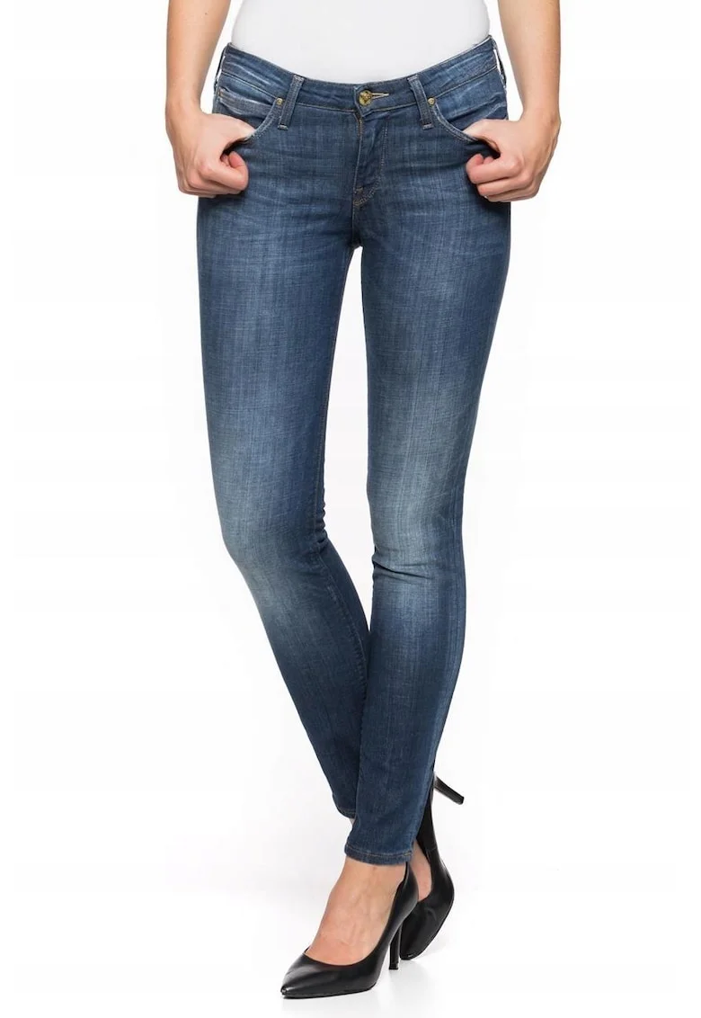 Blugi Dama,  Scarlett, W24-L33, Bumbac, Fermoar, Lungi, Talie Medie, 5 Bunzuare, High-Quality, Albastru