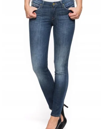 Blugi Dama,  Scarlett, W24-L33, Bumbac, Fermoar, Lungi, Talie Medie, 5 Bunzuare, High-Quality, Albastru