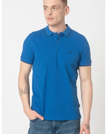 Tricou polo din pique cu logo, Albastru