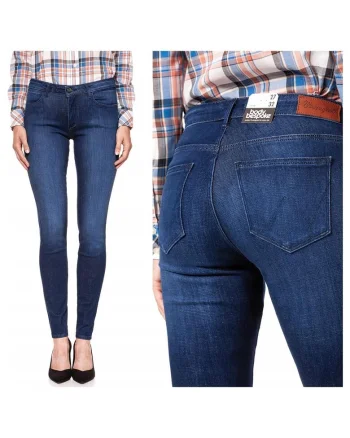 Blugi Dama,  Skinny W25-L32, Bumbac, Zipper, Lung, 20 Buzunare 2 Mari 2 Medii Exterioare1 Mic Interior, Talie Joasa, Albastru