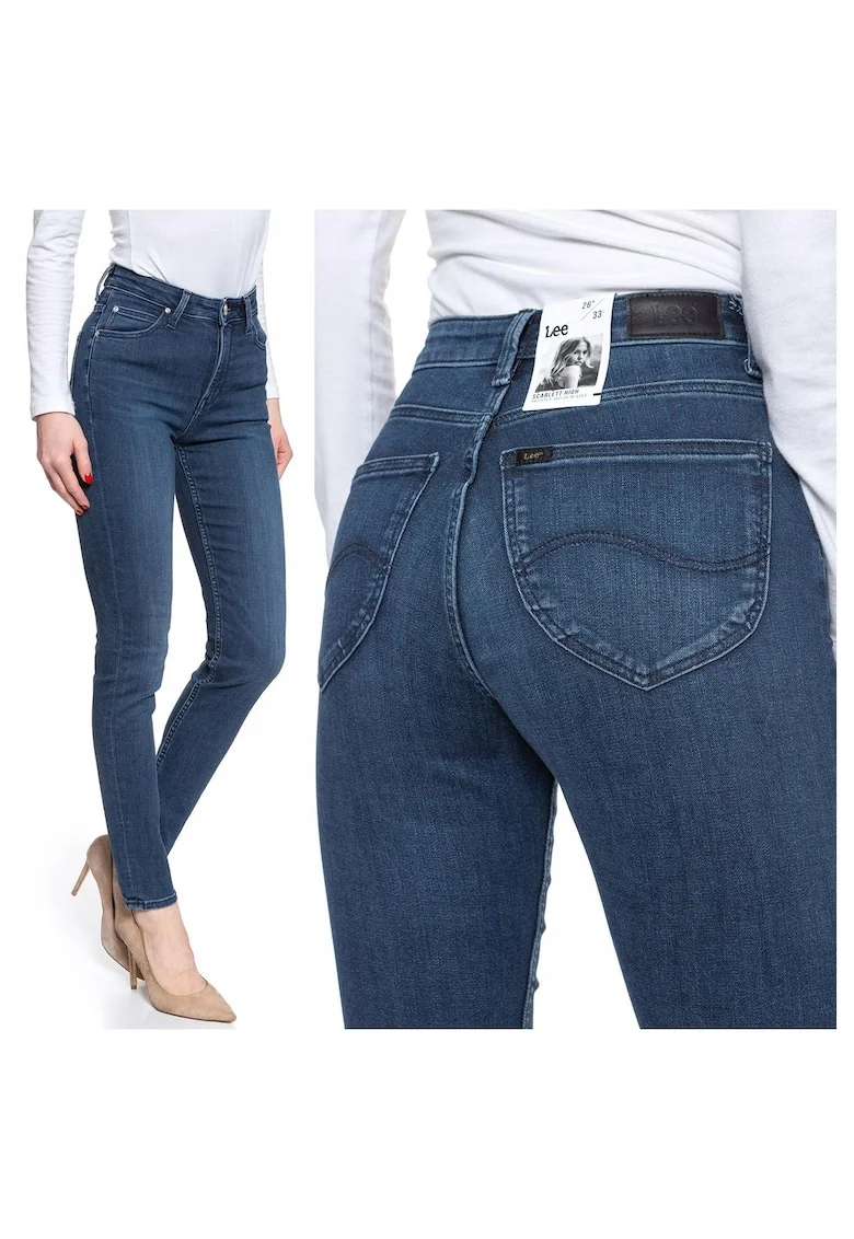 Blugi Dama,  Scarlett, W25-L31, 100% Bumbac, Fermoar, Lungi, 5 Buzunare, High-Quality, Albastru