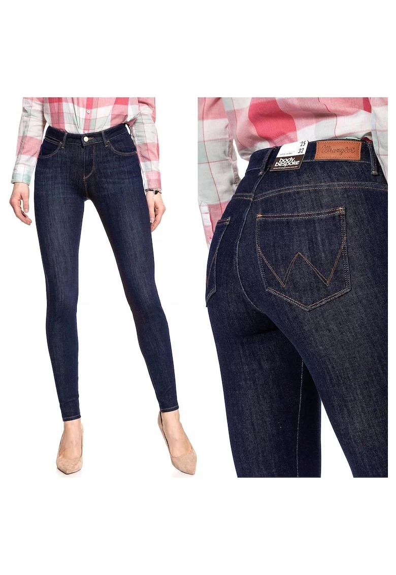 Blugi Dama,  Super Skinny W24-L32, Bumbac, Zipper, Lung, 23 Buzunare 2 Mari 2 Medii Exterioare1 Mic Interior, Talie Joasa, Albastru