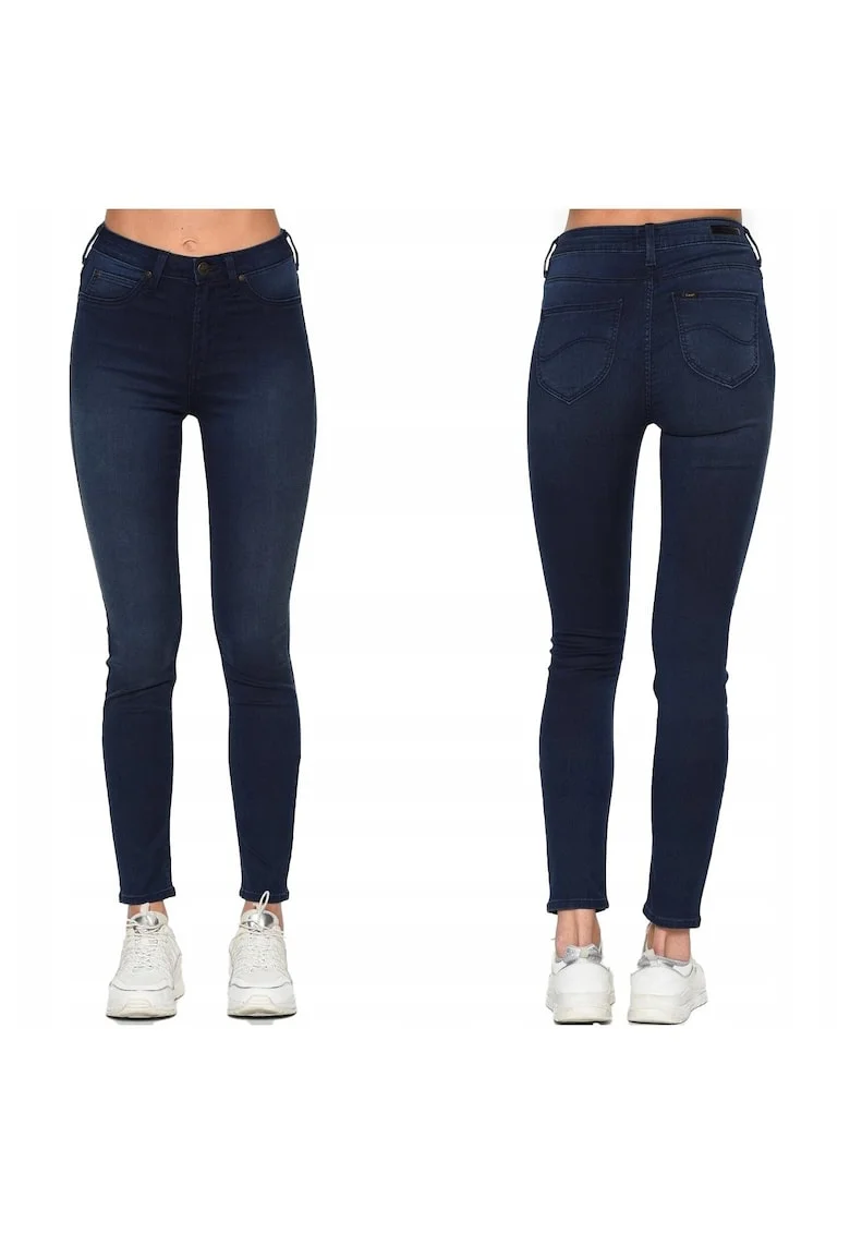 Blugi Dama,  Skyler, W24-L31 US, Bumbac, Zipper, Lung, 5 Buzunare 2 Mari 2 Medii Exterioare 1 Mic Interior, Talie Inalta, Albastru