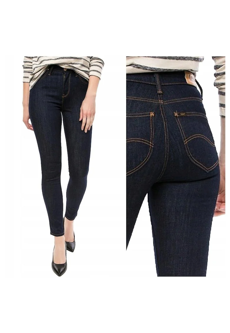 Blugi Dama,  Scarlett High, W25-L33 US, Bumbac, Zipper, Lung, 5 Buzunare 2 Mari 2 Medii Exterioare 1 Mic Interior, Talie Inalta, Negru