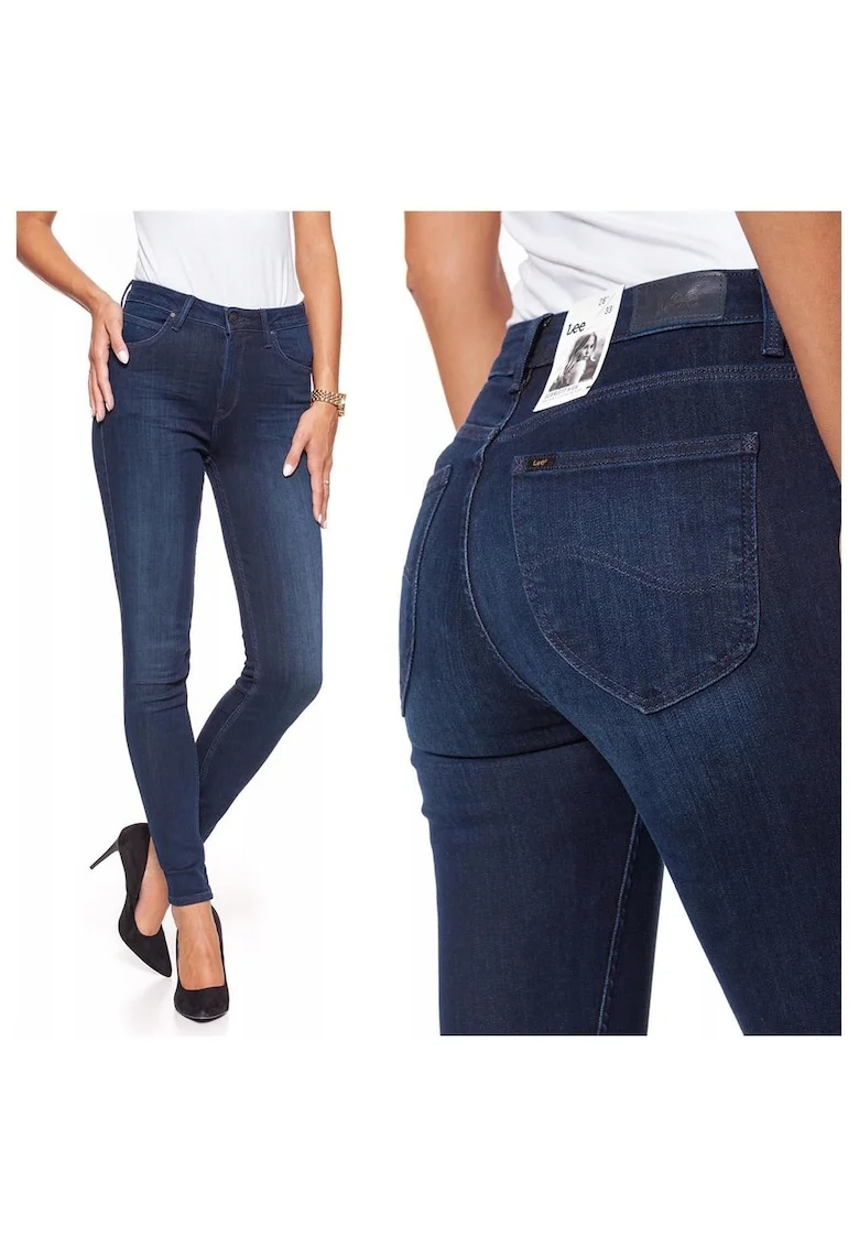 Blugi Dama,  Scarlett High, W24-L31 US, Bumbac, Zipper, Lung, 5 Buzunare 2 Mari 2 Medii Exterioare 1 Mic Interior, Talie Inalta, Albastru