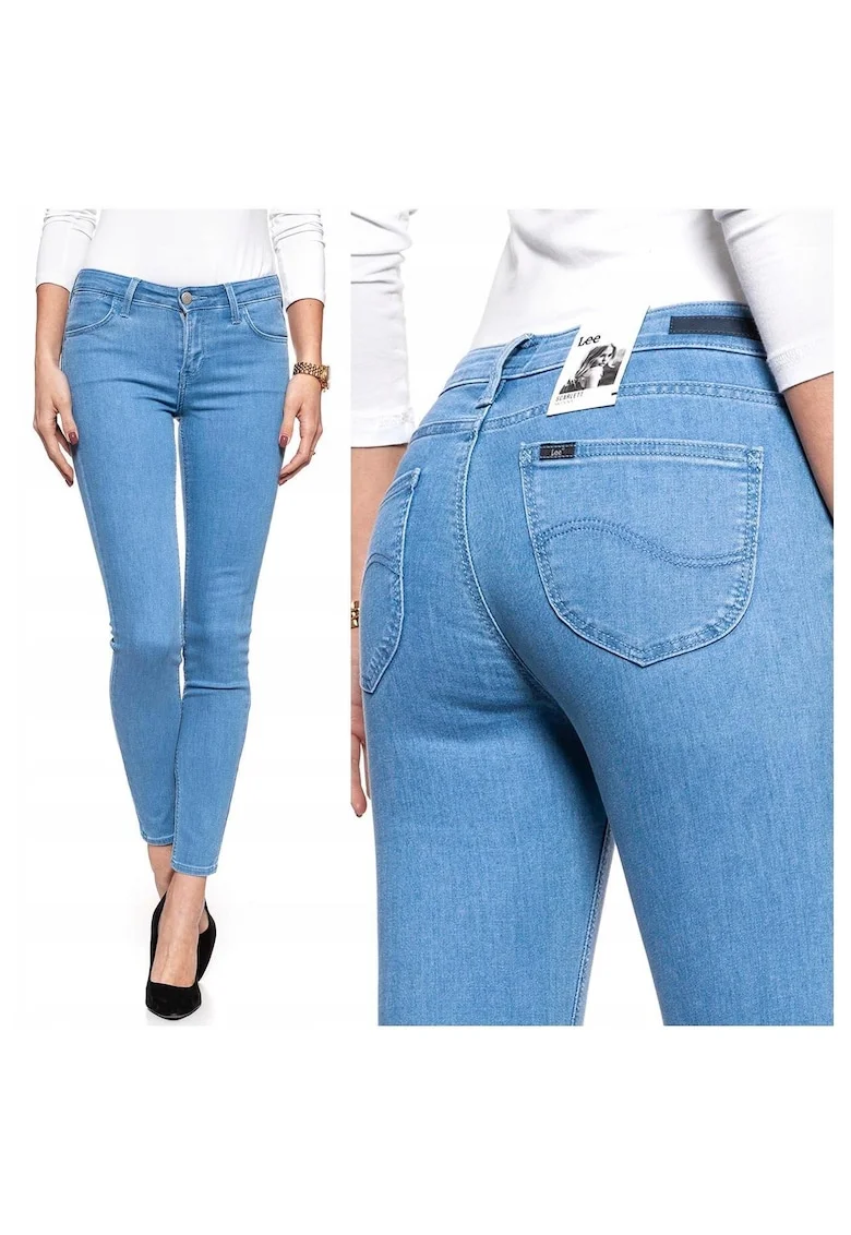 Blugi Dama,  Scarlett, W24-L31 US, Bumbac, Fermuar, Lung, 5 Buzunare 2 Mari 2 Medii Exterioare 1 Mic Interior, Talie Medie, Albastru