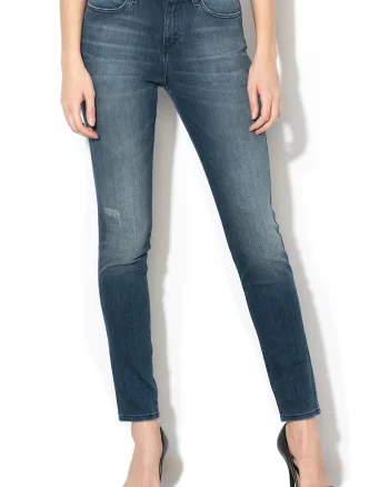 Blugi straight fit cu talie inalta, Albastru