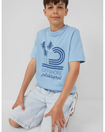 Tricou de bumbac cu design grafic, Albastru inchis