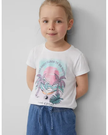 Tricou cu imprimeu grafic, Roz pastel/Negru stins/Alb murdar