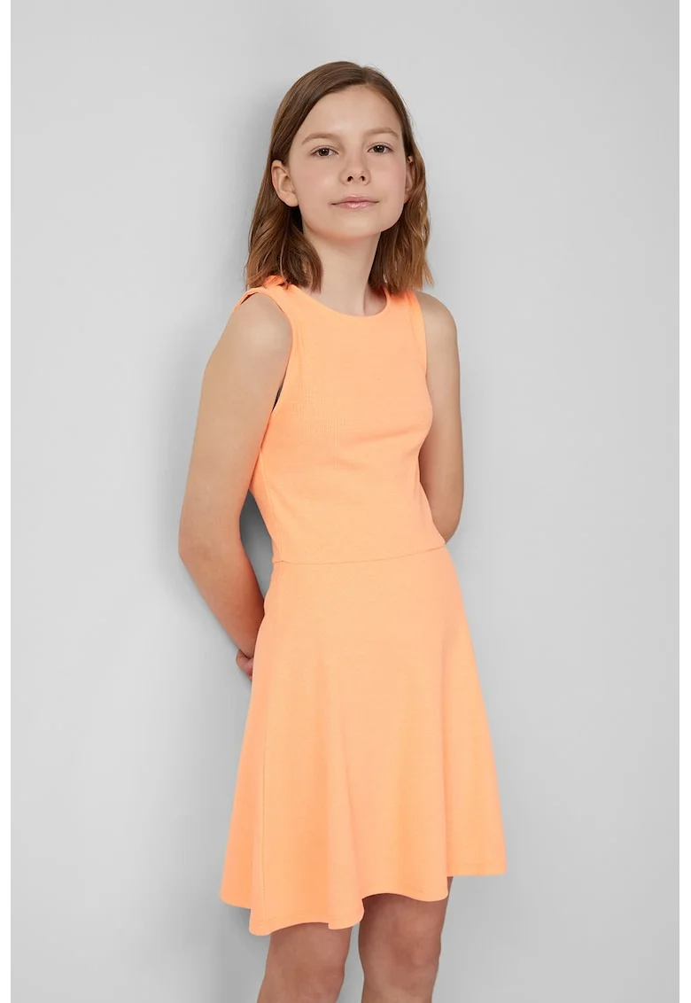 Rochie midi cu croiala evazata, Roz fandango/Portocaliu pal/Alb murdar