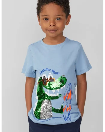 Tricou regular-fit cu imprimeu grafic, Verde/Albastru pastel/Portocaliu