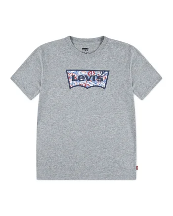 Tricou cu imprimeu logo, Albastru inchis/Gri melange