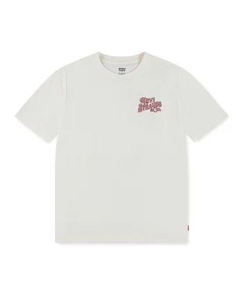 Tricou cu imprimeu grafic, Alb fildes/Coral