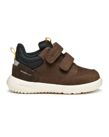 Pantofi sport impermeabili din piele nabuc si garnituri din material sintetic, Maro