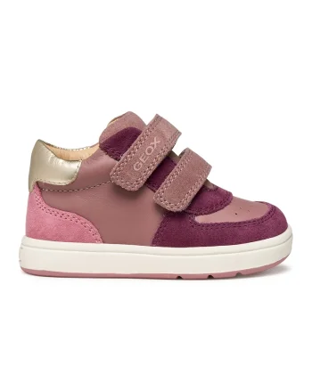 Pantofi sport din piele intoarsa cu inchidere velcro, Violet/Roz prafuit