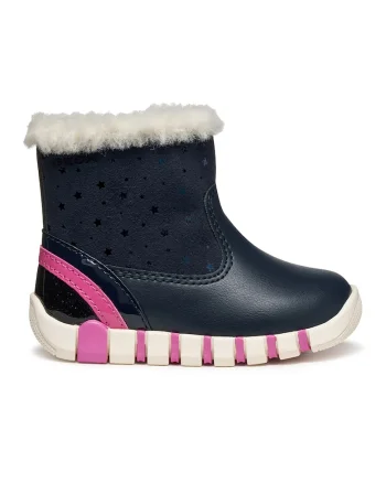 Ghete din piele ecologica, Fucsia/Bleumarin
