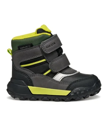 Ghete din piele ecologica cu segmente cu inchidere velcro, Negru/Verde electric